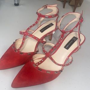 Size 7 INC red pointed heels
